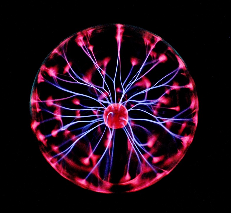 static electricity electric neon plasma ball dark